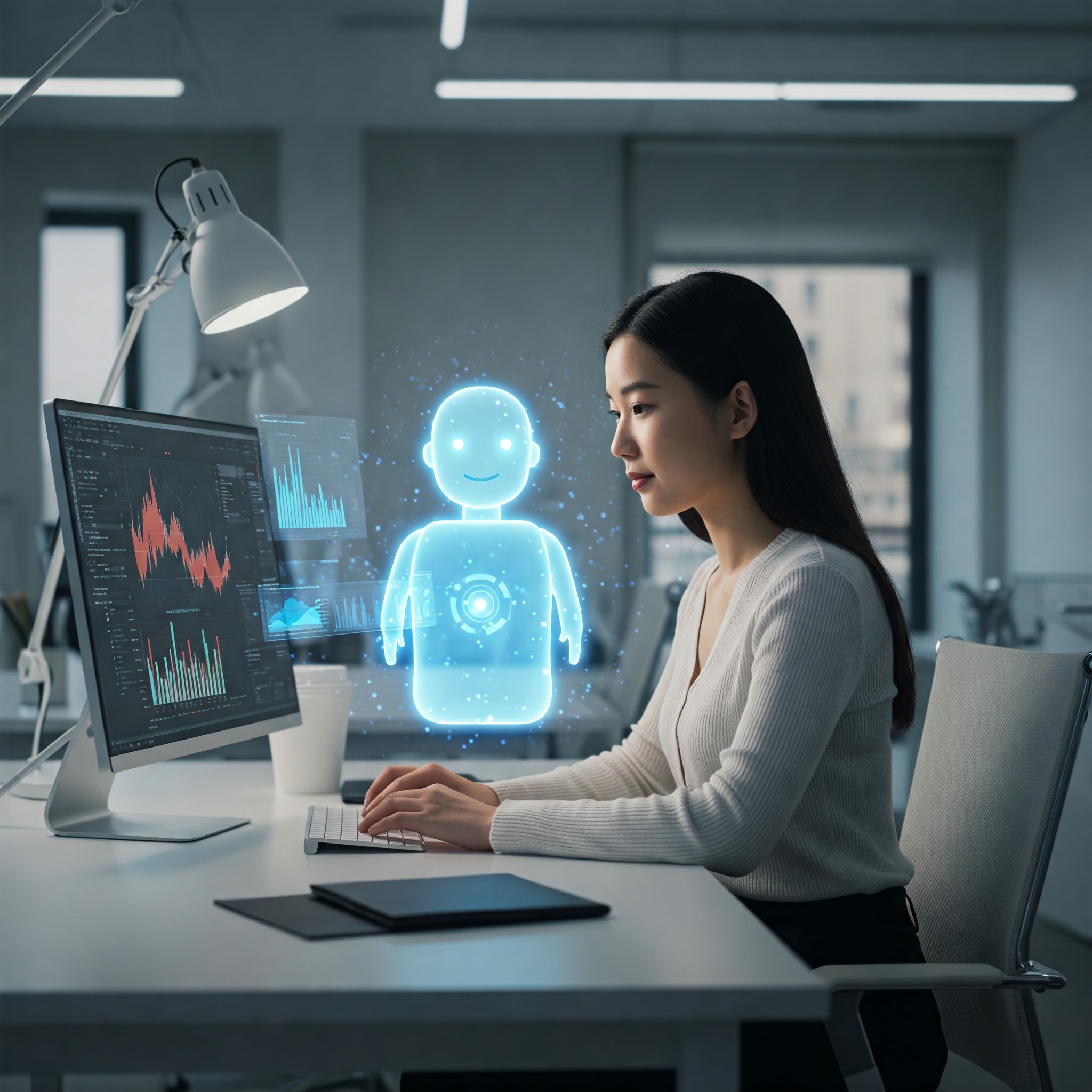 Lady using AI for job